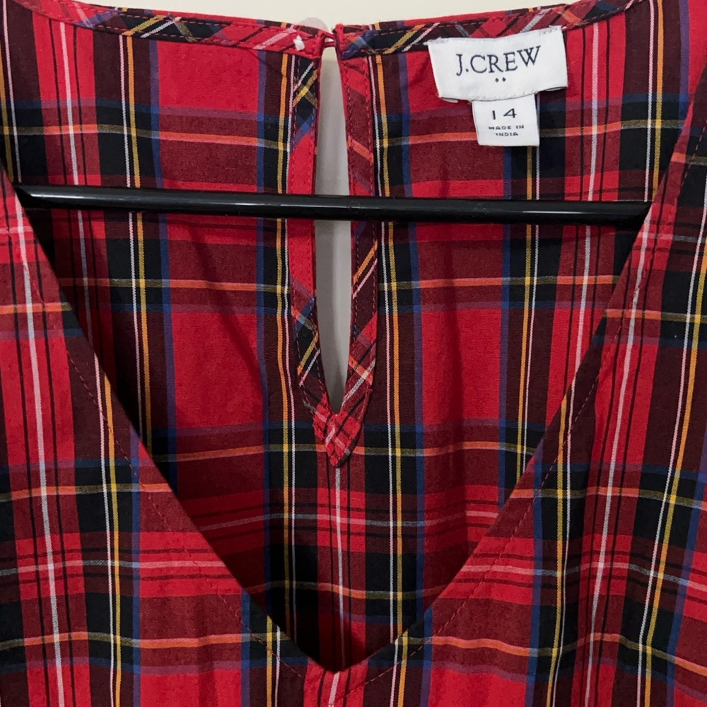 J Crew ruffle tiered dress - HAS POCKETS! PLAID / SIZE 14 - Picture 5 of 9
